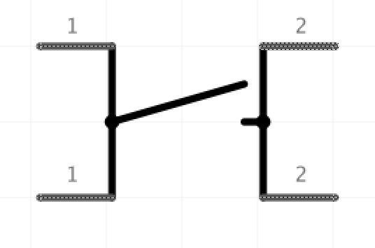 Predefined schematic view of the push button in Fritzing.