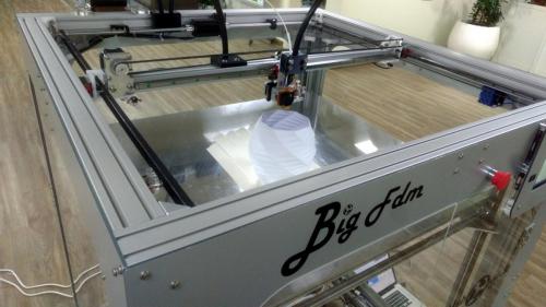 Top view of the BigFDM 3D printer while printing.
